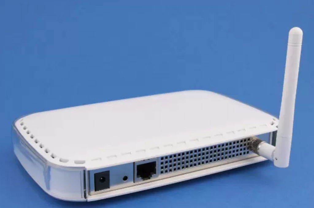 Um roteador sem conexão em um fundo azul.